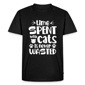 Spending time with cats is not a waste - Men's Premium Organic T-Shirt - black - Front - Nico (187cm)