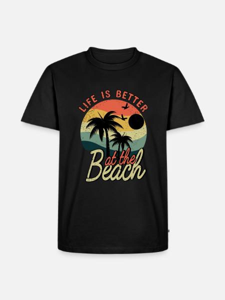 Retro Life Better Beach 2022 Tropical Bonjour Été - T-shirt Premium bio Homme - noir