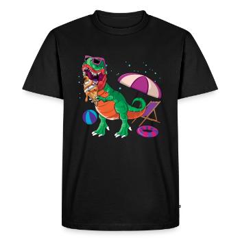 Beach 2022 Tropical Dinosaur Eat In Beach Summer - Men's Premium Organic T-Shirt - black - Front - Nico (187cm)