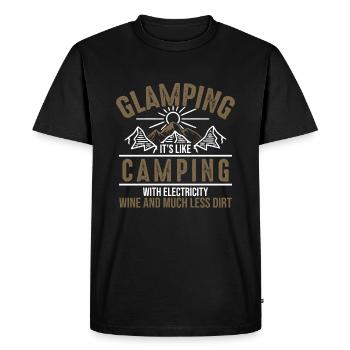 Glamping is like camping with electricity and wine - Men's Premium Organic T-Shirt - black - Front - Nico (187cm)