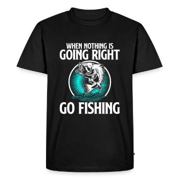 Quand rien ne va bien aller à la pêche - T-shirt Premium bio Homme - noir - Devant - Nico (187cm)