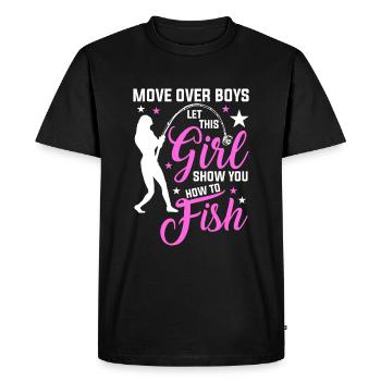 Fille Pêcheuse Pêcheur Pêcheuse Femme - T-shirt Premium bio Homme - noir - Devant - Nico (187cm)