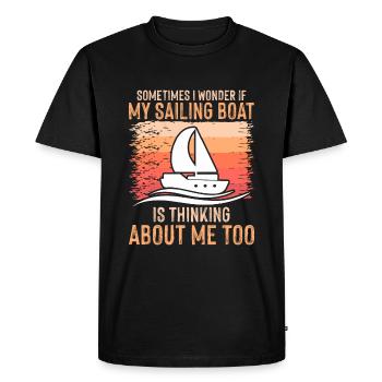 Sometimes I wonder if my sailboat thinks - Men's Premium Organic T-Shirt - black - Front - Nico (187cm)