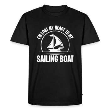 J’ai perdu mon cœur à cause de mon voilier - T-shirt Premium bio Homme - noir - Devant - Nico (187cm)