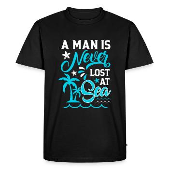 Un homme n’est jamais perdu dans la navigation - la voile - T-shirt Premium bio Homme - noir - Devant - Nico (187cm)