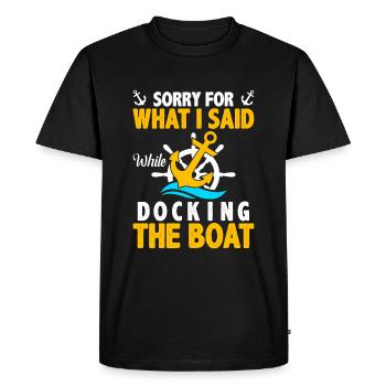 Sailboat Motorboat Harbour Sailor Captain Yacht - Men's Premium Organic T-Shirt - black - Front - Nico (187cm)