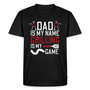 PAPA EST MON NOM GRILLADE EST MON GRILL DE JEU - T-shirt Premium bio Homme - noir - Devant - Nico (187cm)