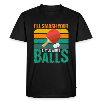 Je vais écraser tes petites boules blanches - T-shirt Premium bio Homme - noir - Devant - Nico (187cm)
