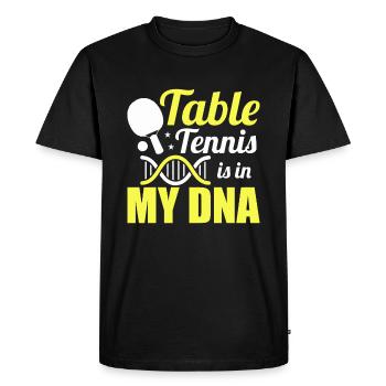 Le tennis de table est dans mon ADN - le ping-pong - T-shirt Premium bio Homme - noir - Devant - Nico (187cm)