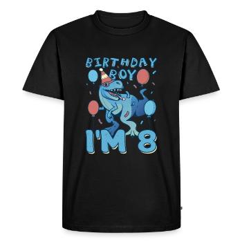 Garçon Age 8 ans Mignon Naissance Né Roar Dinosaure - T-shirt Premium bio Homme - noir - Devant - Nico (187cm)