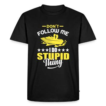 Ne me suivez pas, je fais quelque chose de stupide - bateau à moteur - T-shirt Premium bio Homme - noir - Devant - Nico (187cm)