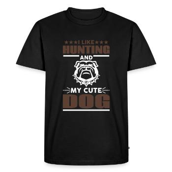 J’aime la chasse et mon doux chien - Hunter - T-shirt Premium bio Homme - noir - Devant - Nico (187cm)