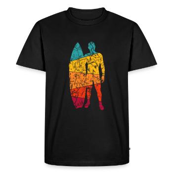 Retro Surfdesign - Surfer - Men's Premium Organic T-Shirt - black - Front - Nico (187cm)