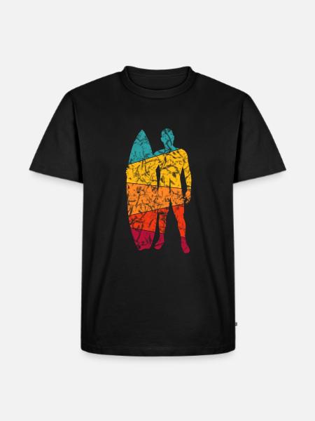 Retro Surfdesign - Surfer - Men's Premium Organic T-Shirt - black