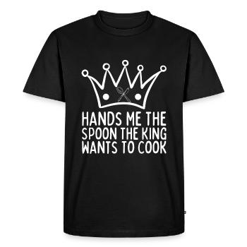Me donne la cuillère que le roi veut cuisiner - T-shirt Premium bio Homme - noir - Devant - Nico (187cm)
