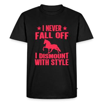 Je ne tombe jamais Je descends avec style - Cheval - T-shirt Premium bio Homme - noir - Devant - Nico (187cm)