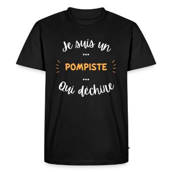 je suis un pompiste qui déchire - T-shirt Premium bio Homme - noir - Devant - Nico (187cm)