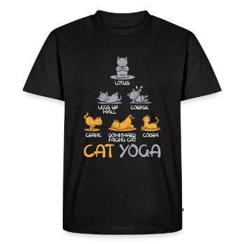 Zen Namaste Animal Meditation Cute Cat Yoga - Men's Premium Organic T-Shirt - black - Front - Nico (187cm)