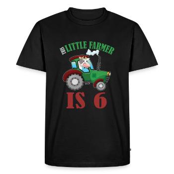 Birth Born Age 6 Years Old Farmer Cow Tractor - Men's Premium Organic T-Shirt - black - Front - Nico (187cm)