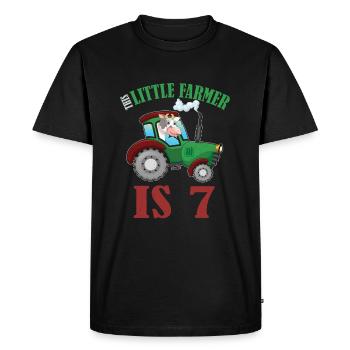 Naissance Né Âge 7 ans Agriculteur Tracteur de vache - T-shirt Premium bio Homme - noir - Devant - Nico (187cm)