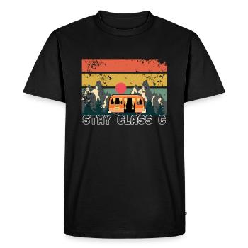 Vintage Retro Stay Camp Camper Motor Home Camping - Men's Premium Organic T-Shirt - black - Front - Nico (187cm)