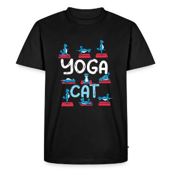 Zen Namaste Animal Meditation Cat Yoga - Men's Premium Organic T-Shirt - black - Front - Nico (187cm)