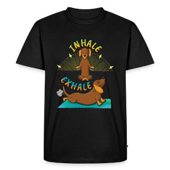 Zen Namaste Méditation Animale Kawaii Dog Yoga - T-shirt Premium bio Homme - noir - Devant - Nico (187cm)