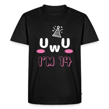 Owo Uwu Visage Age 14 ans Anime Esthétique Otaku - T-shirt Premium bio Homme - noir - Devant - Nico (187cm)