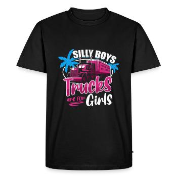 Silly Boys Trucks sont pour les filles - Trucker Girl - T-shirt Premium bio Homme - noir - Devant - Nico (187cm)