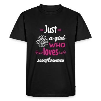 Juste une fille qui aime les tournesols - T-shirt Premium bio Homme - noir - Devant - Nico (187cm)