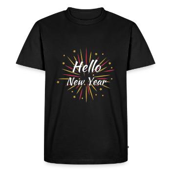 Bonjour nouvel an - T-shirt Premium bio Homme - noir - Devant - Nico (187cm)