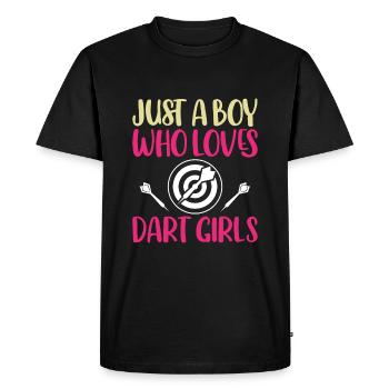 Juste un garçon qui aime les filles de fléchettes - Fléchettes - T-shirt Premium bio Homme - noir - Devant - Nico (187cm)