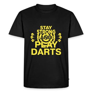 Stay Strong And Play Darts - Darts Player - Men's Premium Organic T-Shirt - black - Front - Nico (187cm)