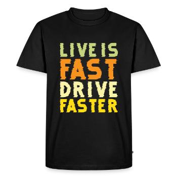 Live est plus rapide pilote, plus rapide - voiture de course - T-shirt Premium bio Homme - noir - Devant - Nico (187cm)