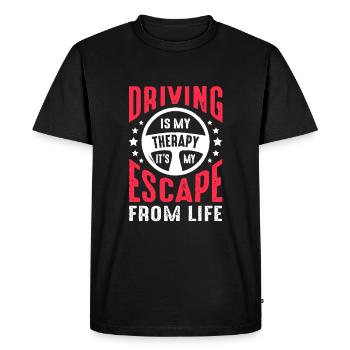 Conduire est ma thérapie de la vie - T-shirt Premium bio Homme - noir - Devant - Nico (187cm)