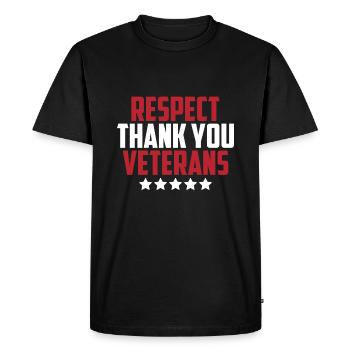 Respect Merci vétérans - Soutien aux soldats - T-shirt Premium bio Homme - noir - Devant - Nico (187cm)