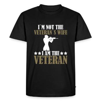 Femme vétéran de l’armée américaine - T-shirt Premium bio Homme - noir - Devant - Nico (187cm)