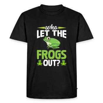 Qui a laissé sortir les grenouilles? Drôle de grenouille - T-shirt Premium bio Homme - noir - Devant - Nico (187cm)