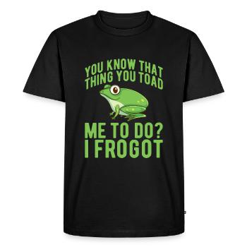 Frog Frog Funny Frog Saying - Men's Premium Organic T-Shirt - black - Front - Nico (187cm)