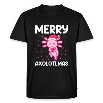Joyeux Axolotlmas - Joyeux Noël Axolotl - T-shirt Premium bio Homme - noir - Devant - Nico (187cm)