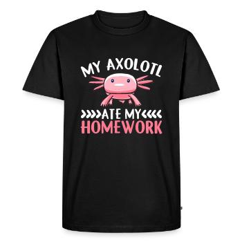 My Axolotl Ate My Homework - Axolotl - Men's Premium Organic T-Shirt - black - Front - Nico (187cm)