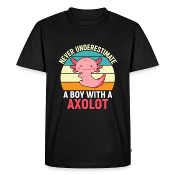 Ne sous-estimez jamais un garçon avec de l’axolotl - T-shirt Premium bio Homme - noir - Devant - Nico (187cm)