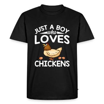 Seulement un garçon qui aime les poulets - Chicken Lover - T-shirt Premium bio Homme - noir - Devant - Nico (187cm)