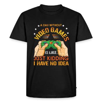 Retro Video Gamer Amateur Gamer Une journée sans jeu - T-shirt Premium bio Homme - noir - Devant - Nico (187cm)