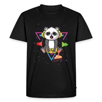 Gaming Panda Bear Playing Video Game Lover Gaming - Men's Premium Organic T-Shirt - black - Front - Nico (187cm)