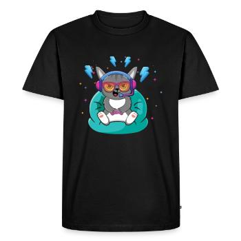 Chat de jeu Mignon Jouer Amateur de jeux vidéo Gaming - T-shirt Premium bio Homme - noir - Devant - Nico (187cm)