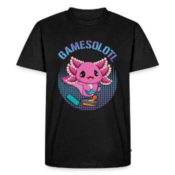 Fish Axolotl Games A Lot Video Game Lover Gaming - Men's Premium Organic T-Shirt - black - Front - Nico (187cm)
