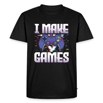 Gamer Je fais des jeux Amateur de jeux vidéo Gaming - T-shirt Premium bio Homme - noir - Devant - Nico (187cm)