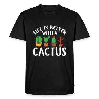 La vie est meilleure avec un cactus - T-shirt Premium bio Homme - noir - Devant - Nico (187cm)