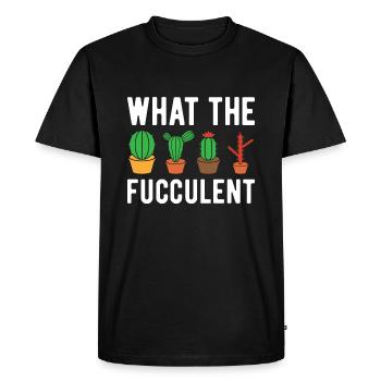 What The Fucculent - Funny Cactus - Men's Premium Organic T-Shirt - black - Front - Nico (187cm)